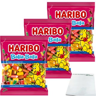 Haribo Balla Balla Fruchtgummi Konfekt 3er Pack (3x160g Beutel) + usy Block