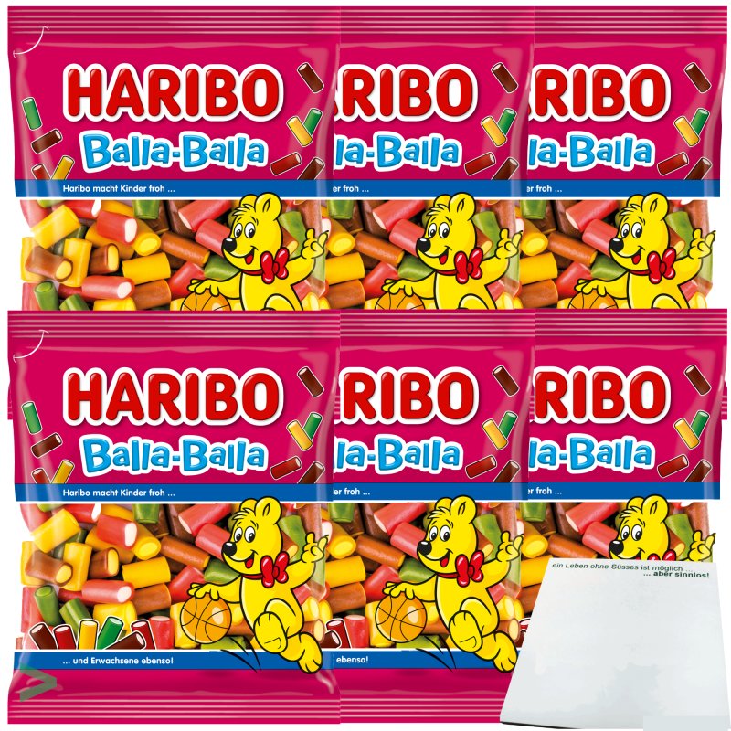 Haribo Balla Balla Fruchtgummi Konfek 6er Pack (6x160g Beutel) + usy