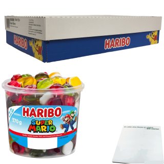 Haribo Super Mario Fruchtgummi Autopacks 12er Pack (12x570g Runddose) + usy Block