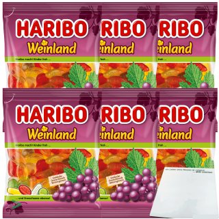 Haribo Weinland Weingummi Fruchtgummi 6er Pack (6x175g Packung) + usy Block