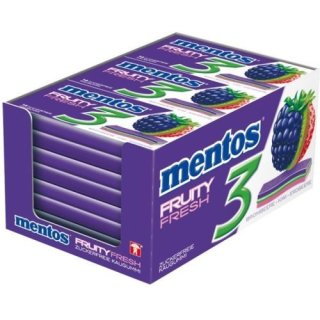 mentos Gum 3 Fruity Fresh Brombeere Kiwi (12 Packungen á 33g)