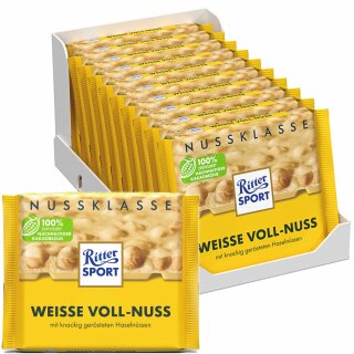 Ritter Sport Nussklasse Weisse Voll-Nuss VPE (10x100g Packung)
