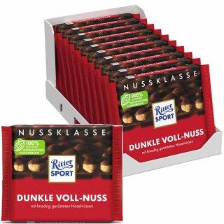Ritter Sport Nussklasse Dunkle Voll-Nuss VPE (10x100g Packung)
