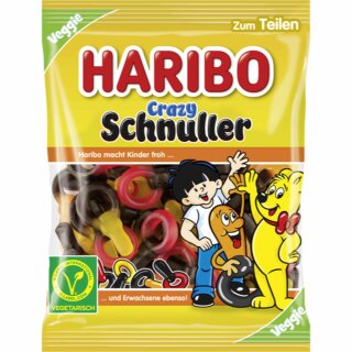 Haribo Crazy Schnuller Lakritz-Fruchtgummi Veggie (175g Packung)