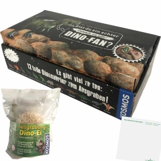 Kosmos Dino-Eier Karton (24 Dinosaurier Eier zum ausgraben) + usy Block