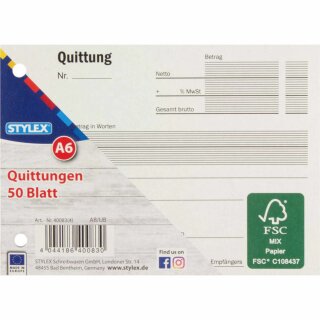 Stylex Quittungen A6 40Blatt 40083