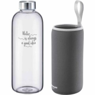 Westmark Trinkflasche Glas mit Tasche (1L Vol)