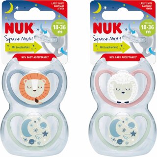 NUK Space Night Schnuller mit Leuchteffekt 6-18m Keine Motivwahl (1 Stück)