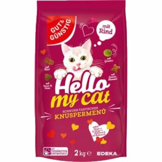 Gut & Günstig Katzen Knuspermenü mit Rind (2kg Packung)