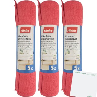 Flinka Mikrofaser Universaltuch 32x32cm rot 3er Pack (3x5 Stk Packung) + usy Block