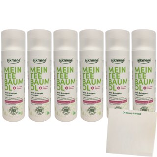 Alkmene Mein Teebaumöl Antischuppen Shampoo 6er Pack (6x200ml Flasche) + usy Block
