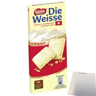 Nestle Die Weisse Crisp Schokolade mit knackigem Knusperreis  (100g Tafel) + usy Block