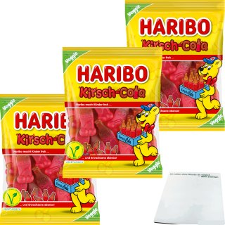 Haribo Kirsch-Cola Veggie 3er Pack (3x175g Beutel) + usy Block