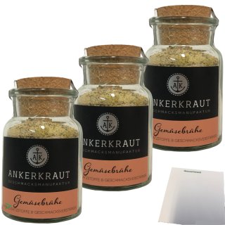 Ankerkraut Gemüsebrühe ohne Geschmacksverstärker und Zusatzstoffe 3er Pack (3x90g Glas) + usy Block