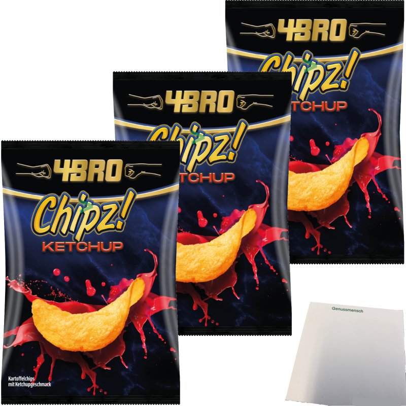 4Bro Chipz! Ketchup 3er Pack (3x125g Packung) + usy Block