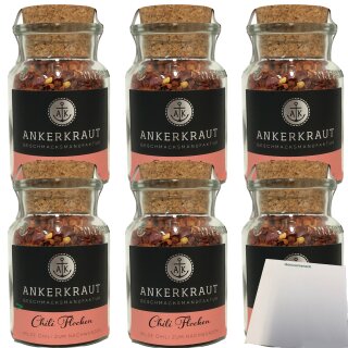 Ankerkraut Chili Flocken 6er Pack (6x65g Glas) + usy Block