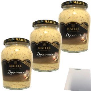 Maille Dijonnaise Senfcreme 3er Pack (3x330ml Glas) + usy Block