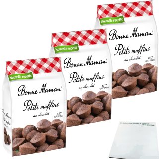 Bonne Maman Schokoladenmuffins Petits Muffins au Chocolat 3er Pack (3x235g Packung)+ usy Block