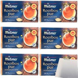 Meßmer Rooibostee pur aromatisch-mild 20 Teebeutel 6er Pack (6x40g Packung)+ usy Block