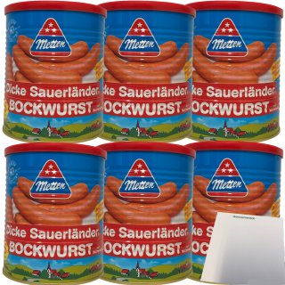 Metten Dicke Sauerländer Bockwurst 5x80g 6er Pack (6x400g Dose) + usy Block