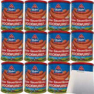 Metten Dicke Sauerländer Bockwurst 5x80g 12er Pack (12X400g Dose) + usy Block