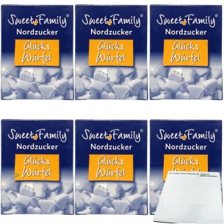 Nordzucker Sweet Family Glücks-Würfel Würfelzucker in dekorativen Formen 6er Pack (6x500g) + usy Block