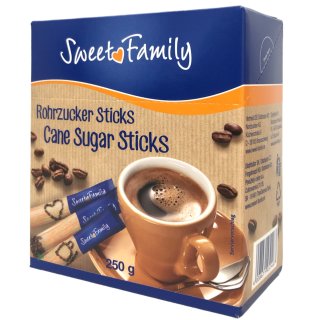 Nordzucker Sweet Family Rohrzucker Sticks brauner Rohrzucker (250g Packung)