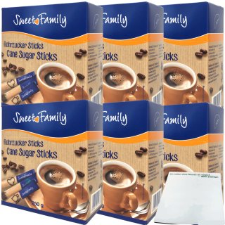 Nordzucker Sweet Family Rohrzucker Sticks brauner Rohrzucker 6er Pack (6x250g Packung) + usy Block