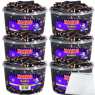 Haribo Konfekt Stangen Lakritzstangen mit Konfektfüllung 6x1200g (150 Stck. Runddose) + usy Block