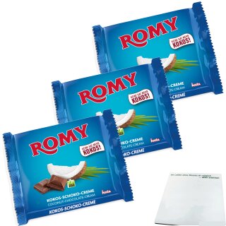 Romy Milchschokolade mit Kokoscreme Füllung 3er Pack (3x200gTafel) + usy Block