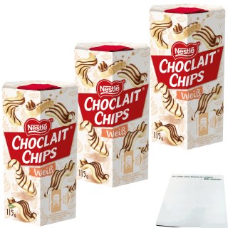 Nestle Choclait Chips Weiß 3er Pack (3x115g Packung) + usy Block