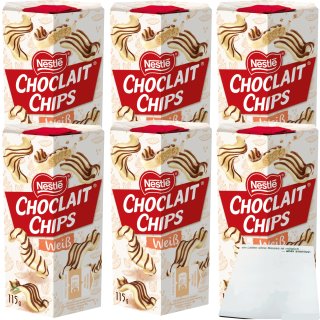 Nestle Choclait Chips Weiß 6er Pack (6x115g Packung) + usy Block