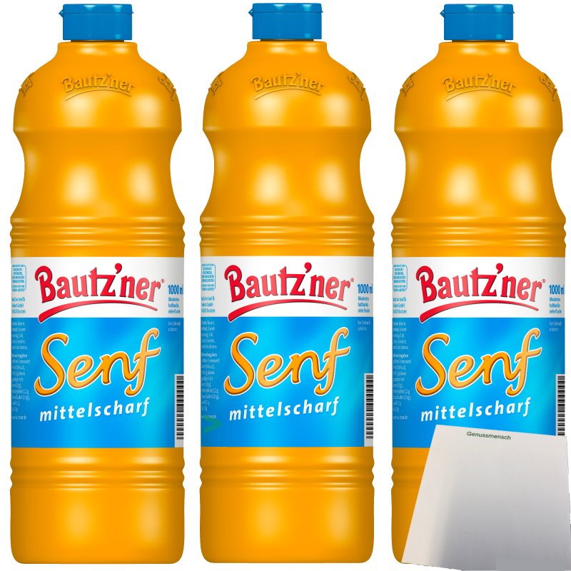 Bautzner Senf mittelscharf in der Tube 3er Pack (3x1 Liter) + usy Blo