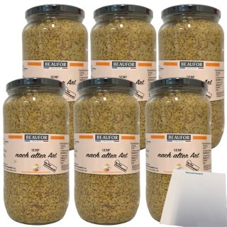 Beaufor Senf nach alter Art 6er Pack (6x960ml Glas) + usy Block