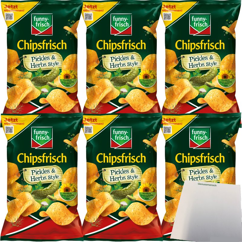 funnyfrisch Pickles & Herbs Style 6er Pack (6x150g Packung) + usy Bl