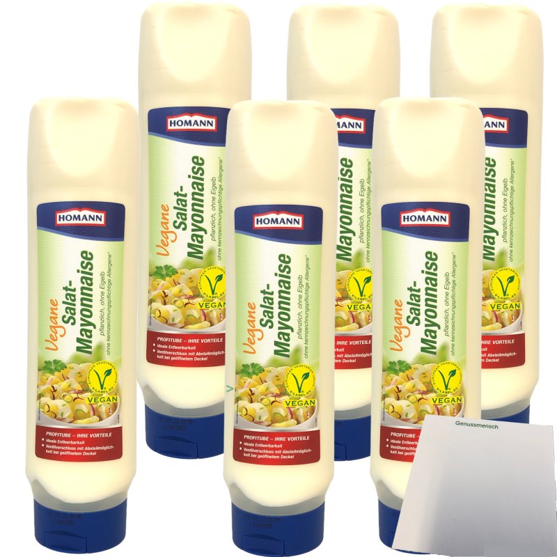 Homann vegane Mayonnaise 50 laktose glutenfrei 6er Pack (6x875ml Tub