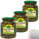 Kühne Schlemmertöpfchen Gewürzgurken mit Kräutern verfeinert feine Gürkchen Cornichons 3er Pack (3x300g Glas) + usy Block