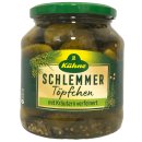 Kühne Schlemmertöpfchen Gewürzgurken mit Kräutern verfeinert feine Gürkchen Cornichons 3er Pack (3x300g Glas) + usy Block