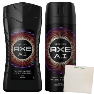 Axe Artificial Intelligence Intense Bundle: Bodyspray & Duschgel (150ml Dose + 250ml Flasche) + usy Block