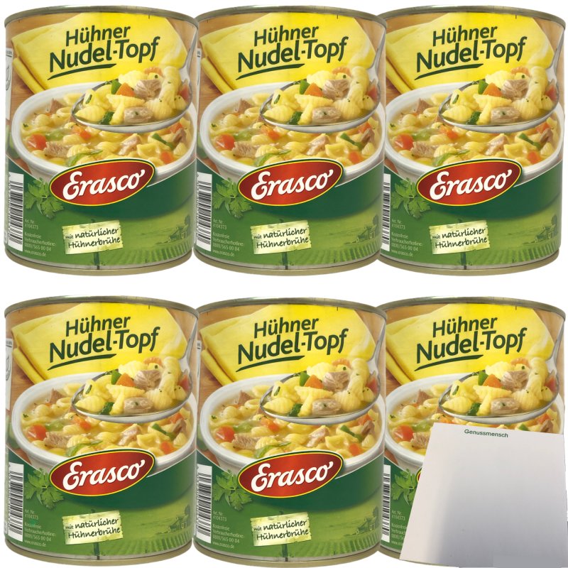 Erasco Hühner-Nudeltopf mit natürlicher Hühnerbrühe 6er Pack (6x800g Erasco Hühner-Nudeltopf mit natürlicher Hühnerbrühe 6er Pack (6x800g