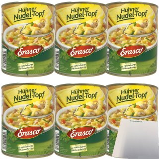 Erasco Hühner-Nudeltopf mit natürlicher Hühnerbrühe 6er Pack (6x800g Dose) + usy Block
