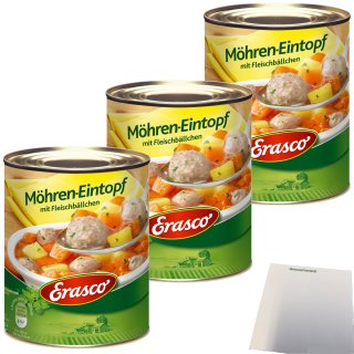 Erasco Möhren-Eintopf mit Fleischbällchen 3er Pack (3x800g Dose) + usy Block