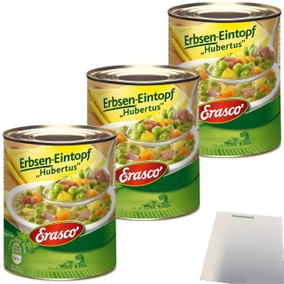 Erasco Erbsen-Eintopf Hubertus 3er Pack (3x800g Dose) + usy Block