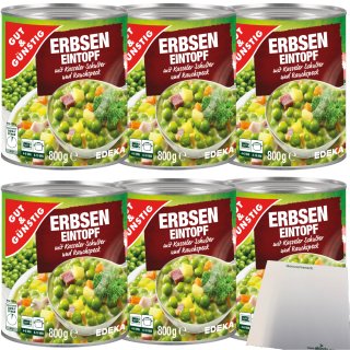 Gut&Günstig Erbseneintopf mit Kasseler und Rauchspeck 6er Pack (6x800g)  + usy Block