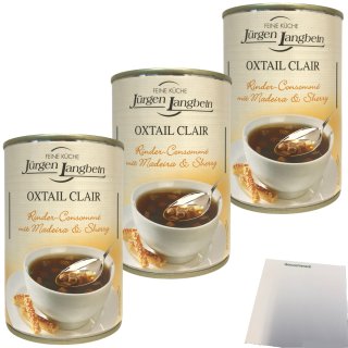 Jürgen Langbein Oxtail Clair Klare Rinder-Consomme 3er Pack (3x400ml Dose) + usy Block