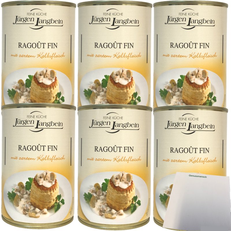 Ragout Fin Dose Wie Lange Im Ofen Jürgen Langbein Ragout Fin mit zartem Kalbsfleisch 6er Pack (6x400g D