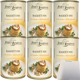 Jürgen Langbein Ragout Fin mit zartem Kalbsfleisch 6er Pack (6x400g Dose) + usy Block