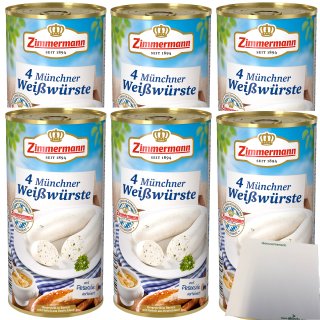 Zimmermann Münchner Weißwürste 6er Pack (6x530g Dose) + usy Block