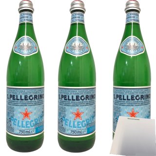 San Pellegrino Natürliches Mineralwasser mit Kohlensäure NL 3er Pack (3x750ml Flasche) + usy Block