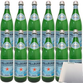 San Pellegrino Natürliches Mineralwasser mit Kohlensäure NL 12er Pack (12x750ml Flasche) + usy Block